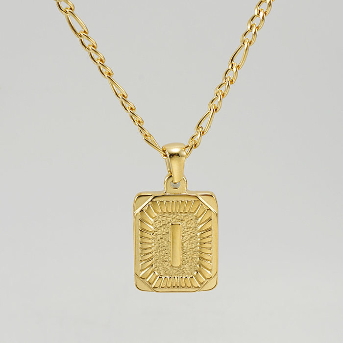 Fashion Letter Rectangle Stainless Steel Pendant Necklace Gold Plated Stainless Steel  Necklaces
