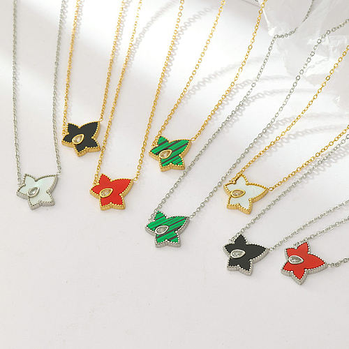 Simple Style Star Stainless Steel  Plating Inlay Acrylic Shell Gold Plated Pendant Necklace
