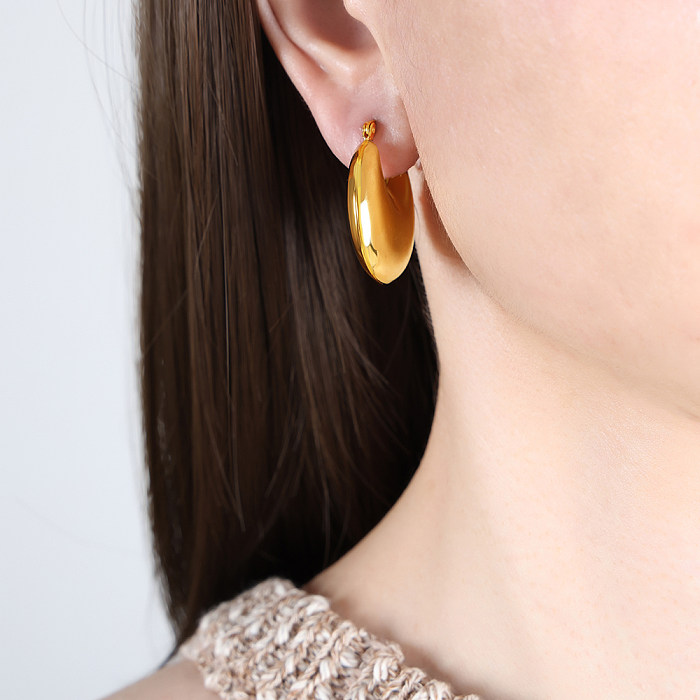 1 paire de clous d'oreilles plaqués or 18 carats, Style Simple, couleur unie, acier inoxydable