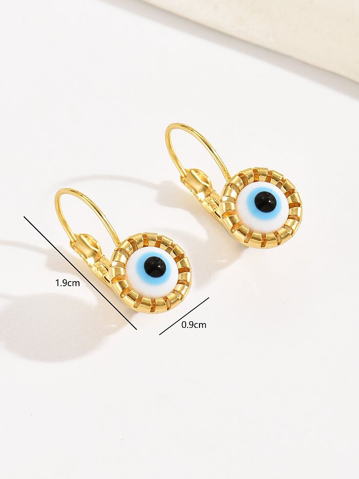 1 Paar lässige Ohrringe im Ethno-Stil mit Augenplattierung und Inlay aus Edelstahlharz und 18 Karat vergoldet