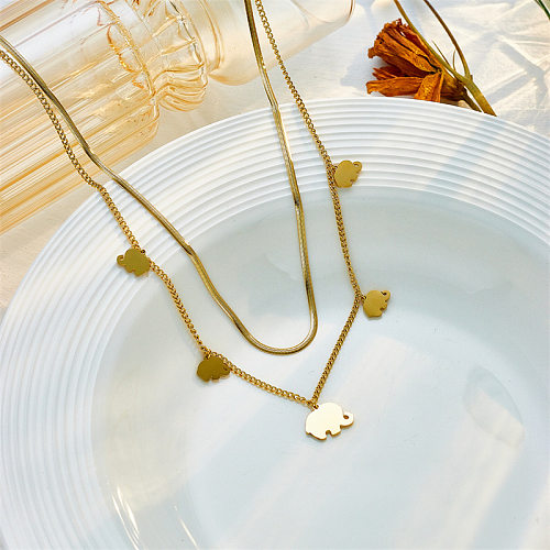 Cute Elephant Stainless Steel Plating Layered Necklaces 1 Piece