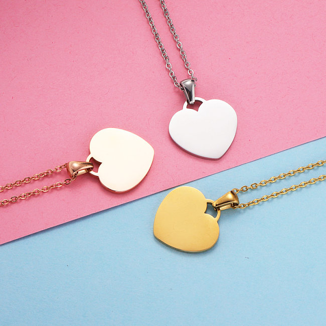 Casual Heart Shape Stainless Steel Gold Plated Silver Plated Pendant Necklace In Bulk