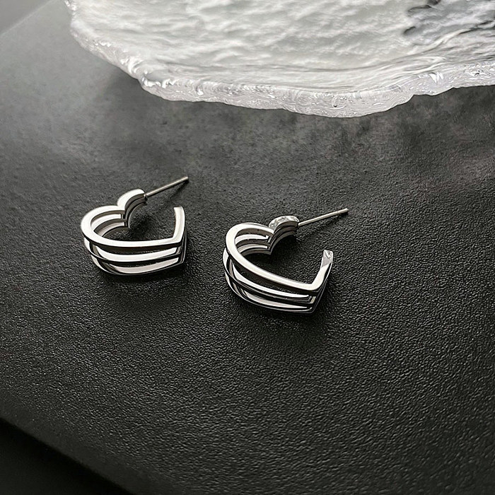 1 Pair Casual Simple Style Heart Shape Polishing Plating Stainless Steel 18K Gold Plated Ear Studs