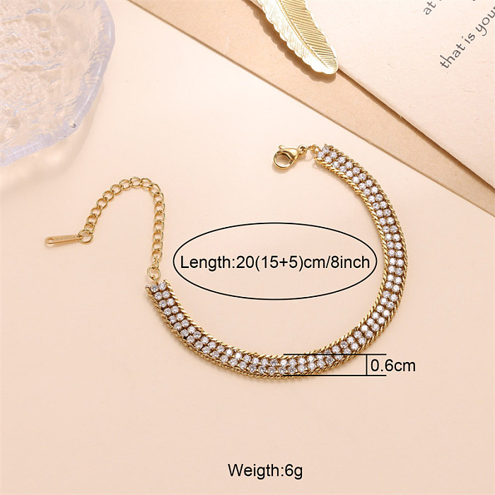 Streetwear Solid Color Stainless Steel Zircon Bracelets In Bulk