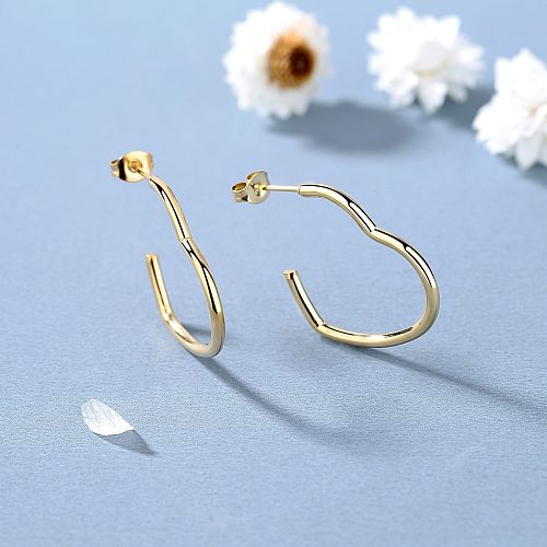 1 Pair Cute Romantic Heart Shape Polishing Plating Stainless Steel 18K Gold Plated Earrings