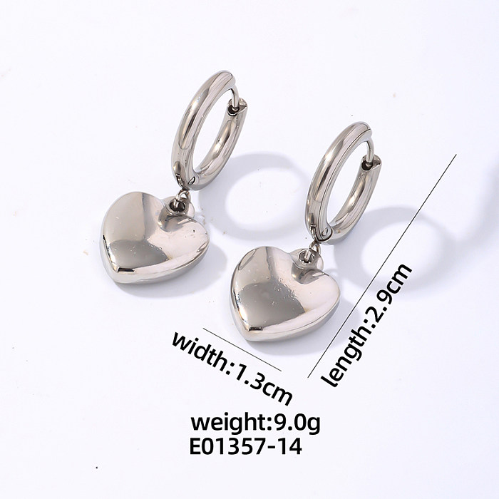1 Pair Hip-Hop Vintage Style Heart Shape Polishing Plating Stainless Steel Gold Plated Silver Plated Drop Earrings