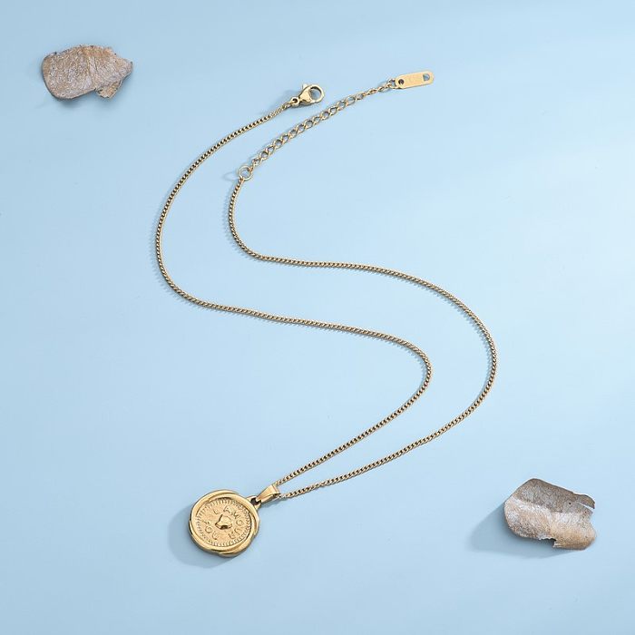 Collier pendentif en acier inoxydable de couleur unie de style romain en vrac