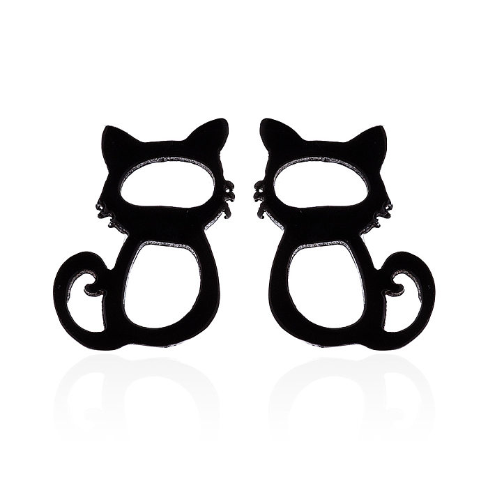 Women'S Simple Style Dog Cat Stainless Steel  No Inlaid Ear Studs Plating Stainless Steel  Earrings