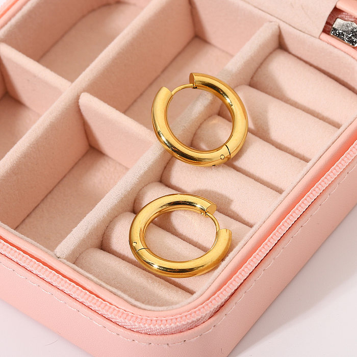 Wholesale Fashion Double Gold-plated Stainless Steel  Solid Hoop Earrings jewelry