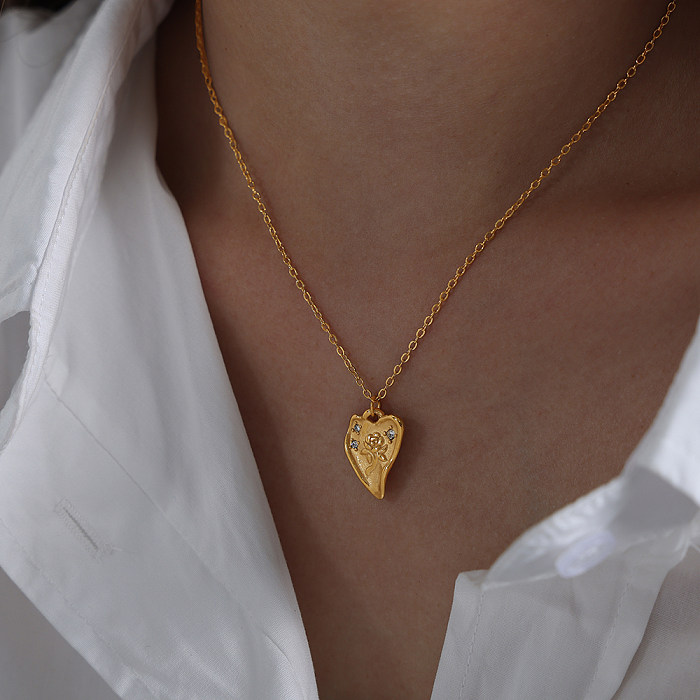 Elegante colar de pingente banhado a ouro 18K com revestimento de aço inoxidável irregular