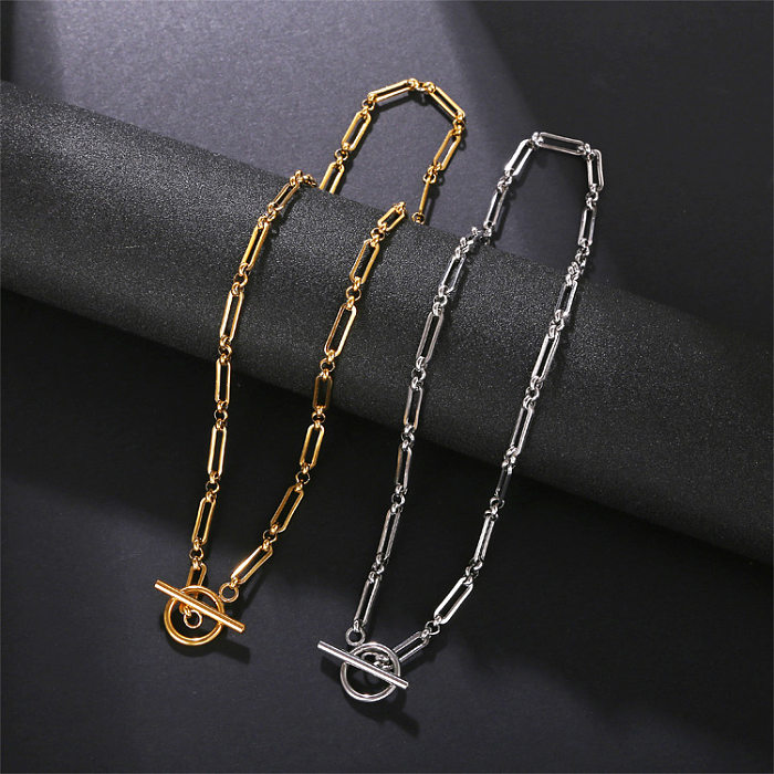 Retro Solid Color Stainless Steel  Plating Gold Plated Pendant Necklace