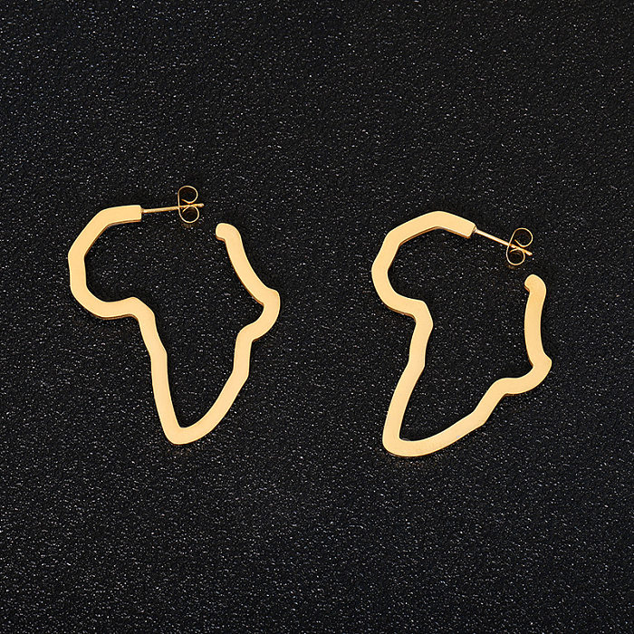 1 Pair Streetwear Map Stainless Steel  Earrings