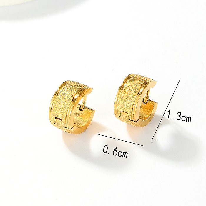 1 Pair Simple Style Solid Color Stainless Steel  Plating Hoop Earrings