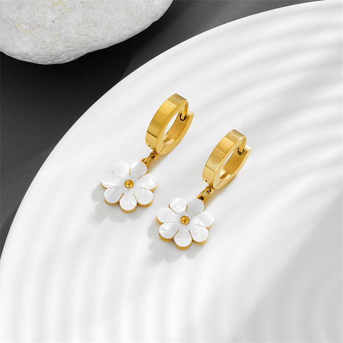 1 Pair Simple Style Heart Shape Plating Stainless Steel Gold Plated