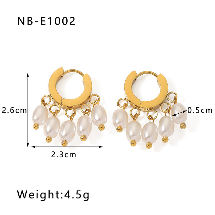 1 Pair IG Style Vintage Style Simple Style Tassel Plating Stainless Steel  Artificial Pearl 18K Gold Plated Drop Earrings