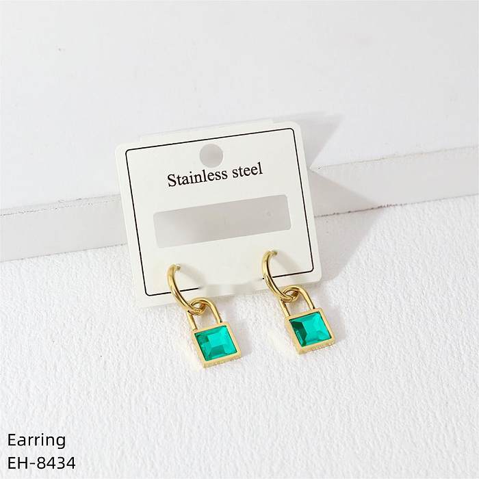 1 Pair Vintage Style Classic Style Lock Plating Inlay Stainless Steel  Zircon Gold Plated Silver Plated Drop Earrings