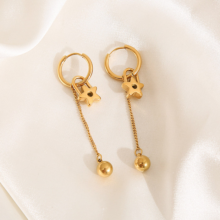 1 Paar elegante, luxuriöse, vergoldete Ohrhänger aus vergoldetem Edelstahl mit Queen-Stern-Beschichtung