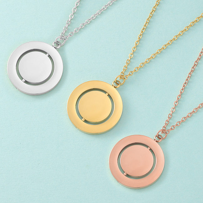 Lady Round Stainless Steel  Pendant Necklace In Bulk