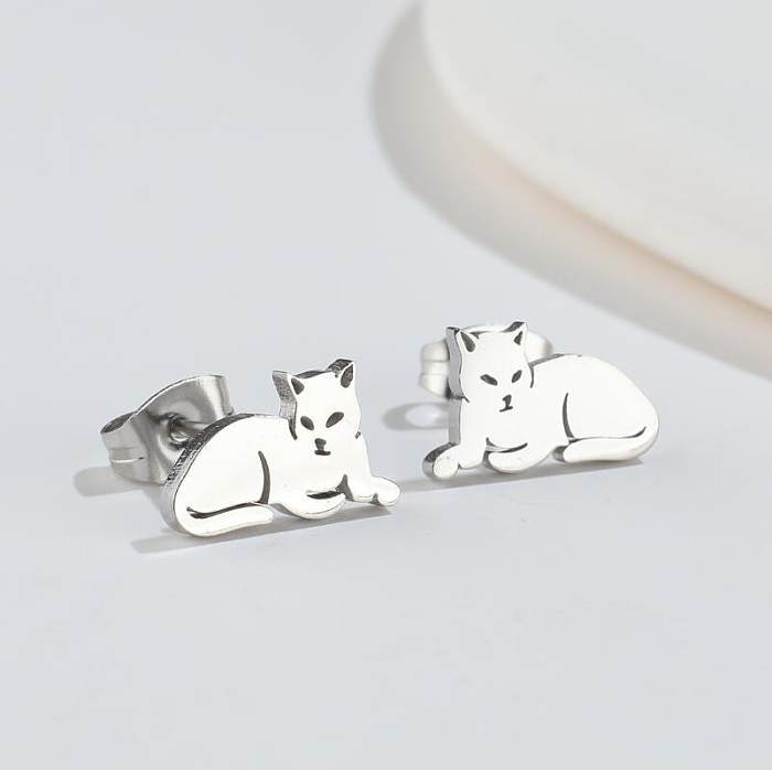 1 par de brincos de orelha revestidos de aço inoxidável para gatos da moda