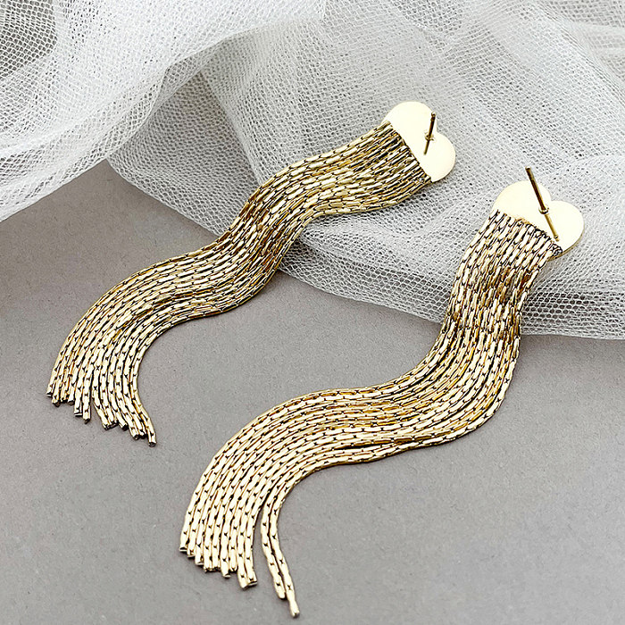 1 Pair Simple Style Heart Shape Plating Stainless Steel  Gold Plated Drop Earrings