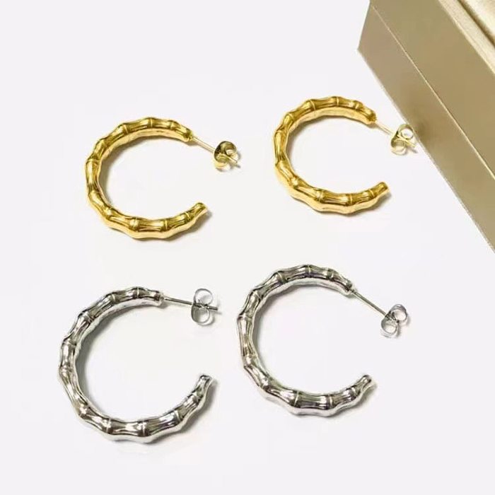 1 Pair Retro C Shape Solid Color Stainless Steel  Plating Ear Studs