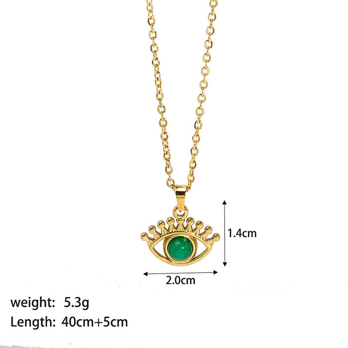 INS Style Eye Stainless Steel  Stainless Steel Plating Inlay Natural Stone 18K Gold Plated Pendant Necklace