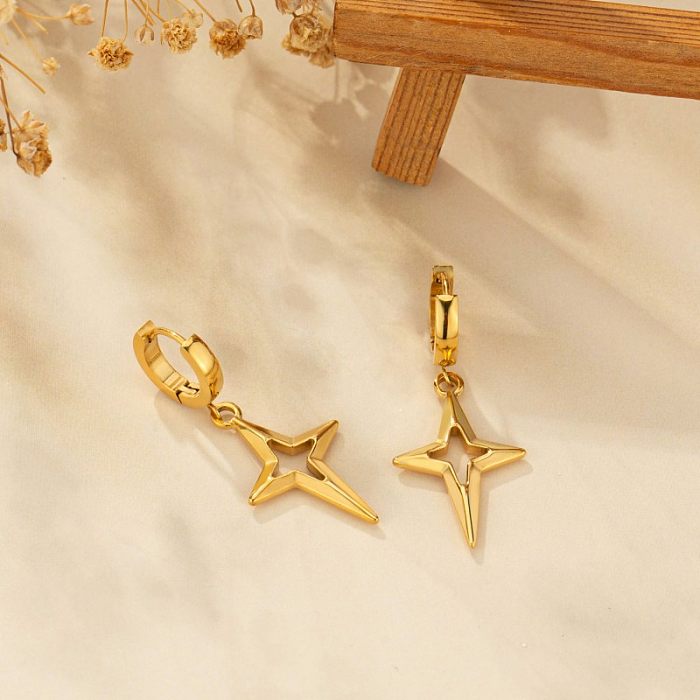 1 paire de boucles d'oreilles plaquées or en acier inoxydable plaqué croix de style moderne