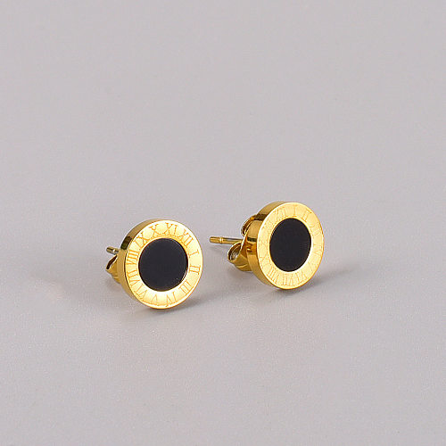 Retro Round Stainless Steel Plating Ear Studs 1 Pair