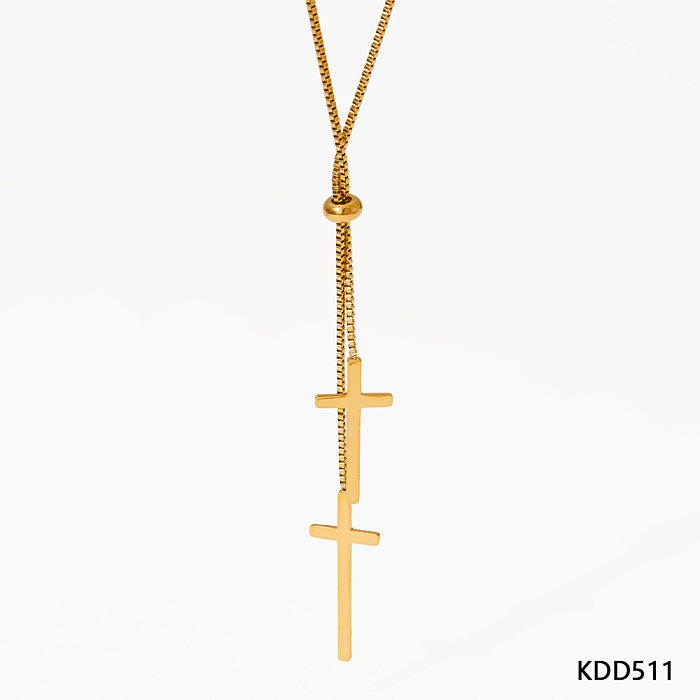 Classic Style Cross Stainless Steel  Plating Necklace