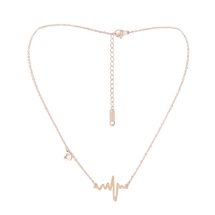 Basic Electrocardiogram Stainless Steel  Stainless Steel Plating Pendant Necklace