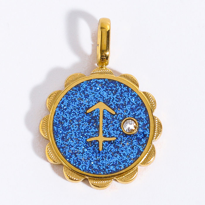 Collier pendentif Constellation en acier inoxydable et émail, Style rétro Simple, plaqué or 18 carats