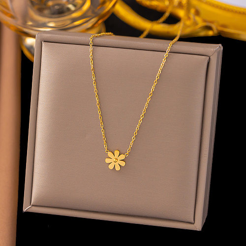 Commute Flower Stainless Steel Plating Pendant Necklace