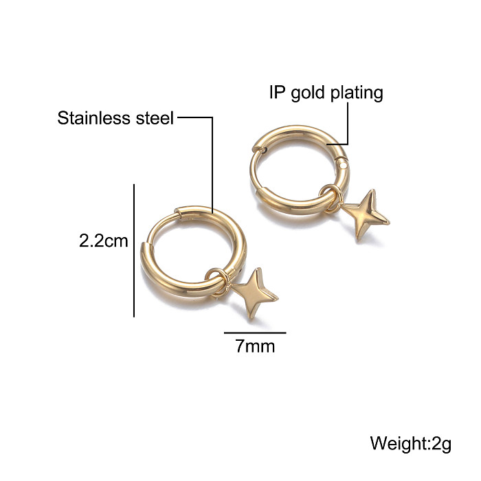 1 Pair Glam Lady Shiny Star Wings Plating Inlay Stainless Steel  Zircon 18K Gold Plated Drop Earrings