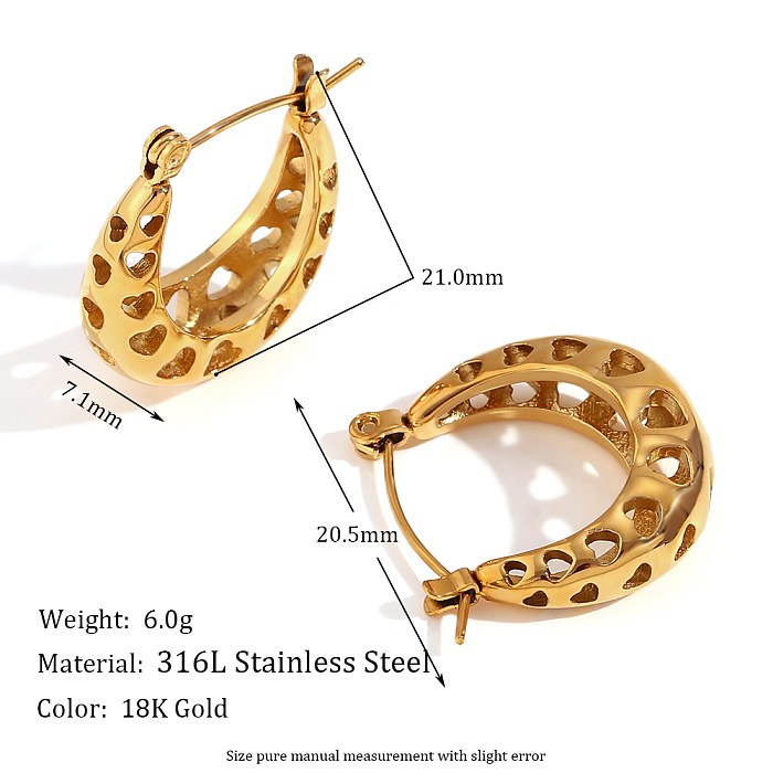 1 Pair Basic Simple Style Classic Style Solid Color Plating Stainless Steel  18K Gold Plated Ear Studs