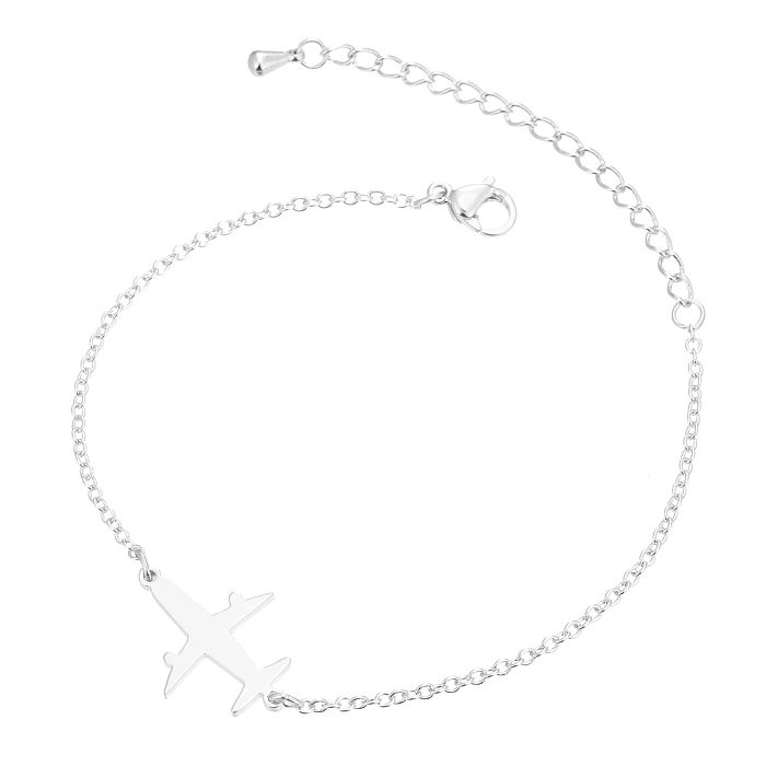 1 peça pulseiras de aço inoxidável em forma de coração estrela da moda avião