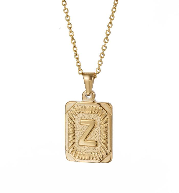 Fashion Letter Square Stainless Steel  Plating Pendant Necklace 1 Piece