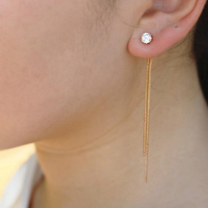 Bijoux coréens à pampilles à longue chaîne, nouvelles boucles d'oreilles en acier inoxydable 316L