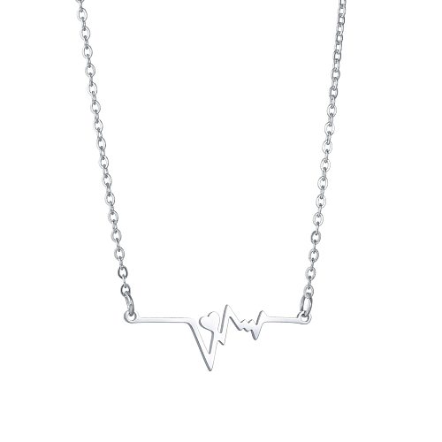 Korean Style Electrocardiogram Stainless Steel  Necklace