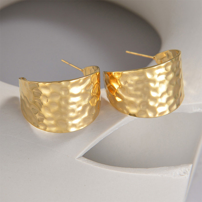 1 par streetwear c forma chapeamento metal aço inoxidável 18k brincos banhados a ouro