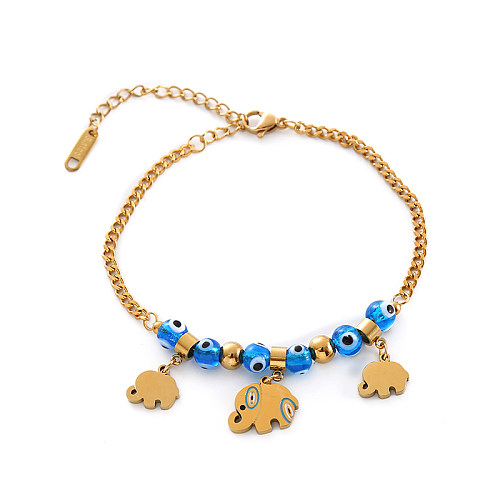 Luxurious Elephant Stainless Steel Inlay Turquoise Necklace