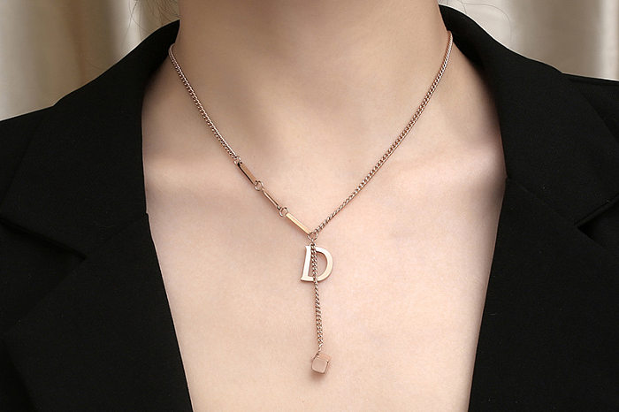Simple Style Letter Stainless Steel Gold Plated Necklace In Bulk