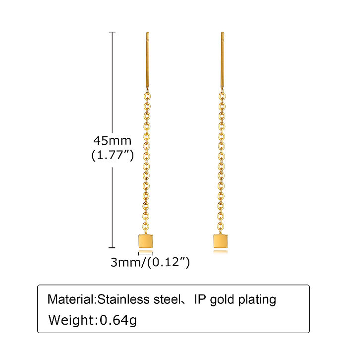 Simple Style Geometric Stainless Steel  Drop Earrings Plating Stainless Steel  Earrings 1 Pair