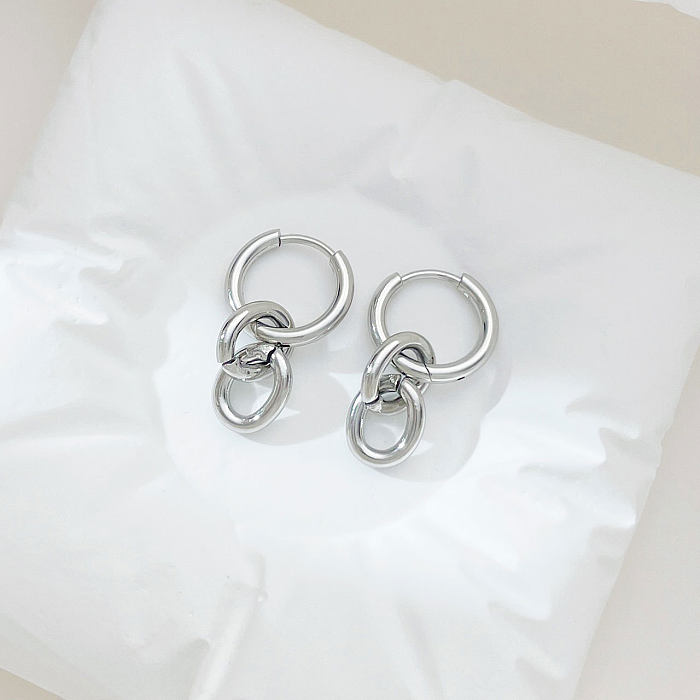 1 Pair Streetwear Solid Color Plating Stainless Steel  White Gold Plated Gold Plated Drop Earrings