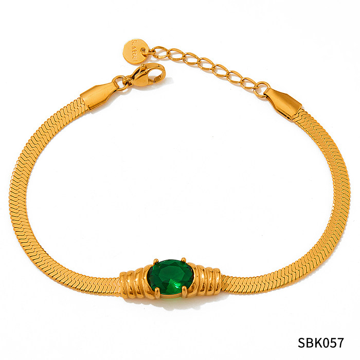 Bracelets ronds de style simple en acier inoxydable avec incrustation de strass