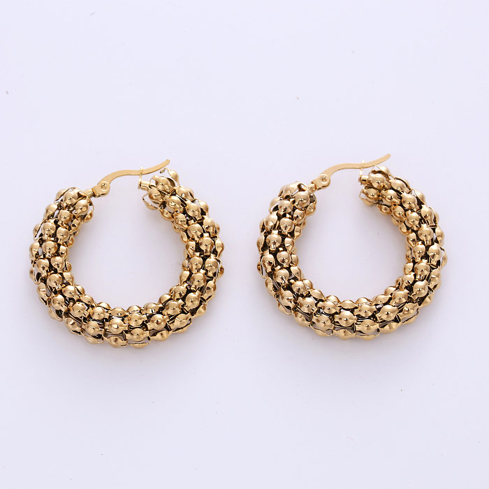 Retro C Shape Stainless Steel Earrings Plating Stainless Steel  Earrings