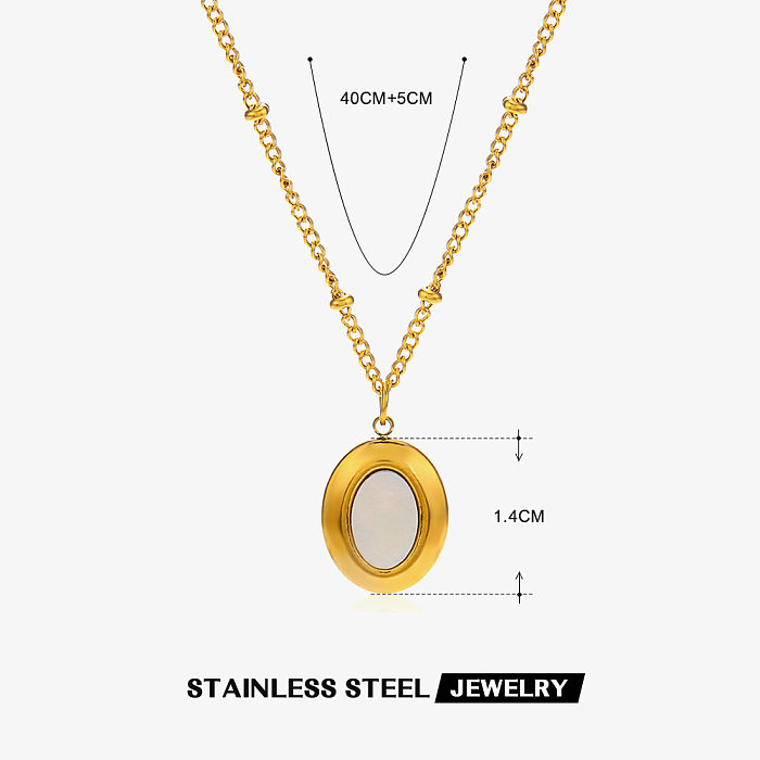 Collar de concha de diamantes de imitación con incrustaciones de acero inoxidable geométrico de acero inoxidable estilo IG