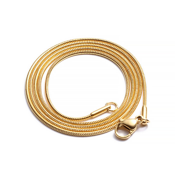 Simple Style Snake Chain Stainless Steel  18K Gold Plated Plain Chain Necklace