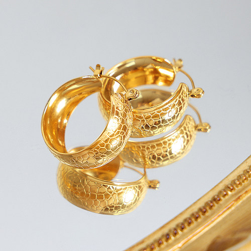 1 Pair Vintage Style Simple Style Solid Color Plating Stainless Steel Stainless Steel 18K Gold Plated Earrings