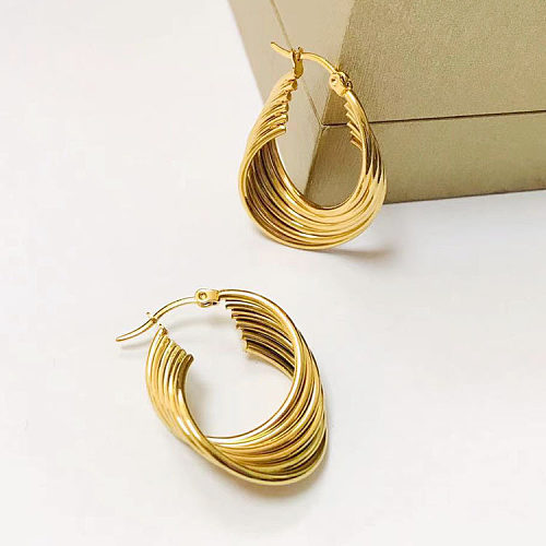 1 Pair Lady Geometric Plating Stainless Steel  18K Gold Plated Earrings