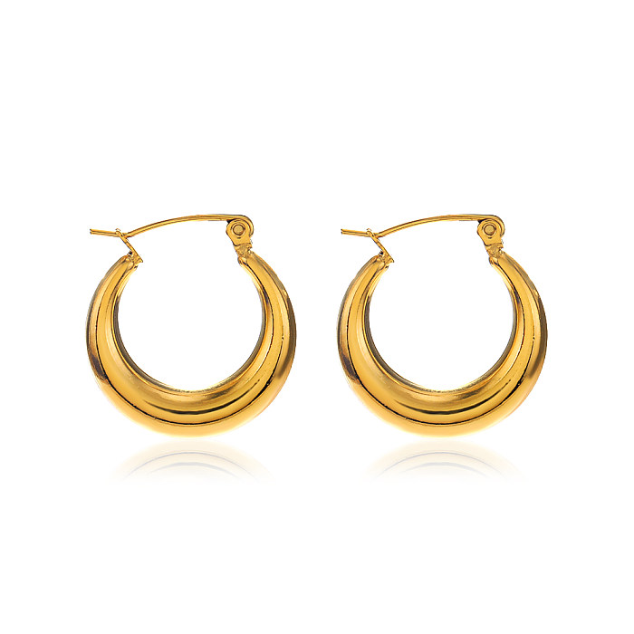 1 Pair Simple Style Round Plating Stainless Steel  18K Gold Plated Hoop Earrings
